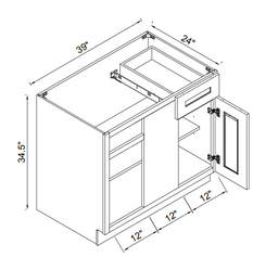 Base Blind Corner Cabinets - Install Range 42"-45"
