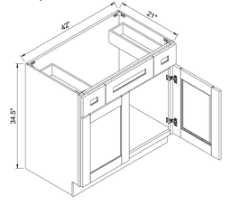 Vanity Combo Cabinets 21"D - 2 Doors 2 Top Drawers 1 False Drawer