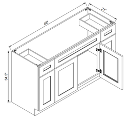 Vanity Combo Cabinets 21"D - 4 Doors 2 Top Drawers 1 False Drawer