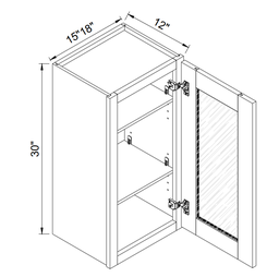 Wall Glass Cabinets 30"H - 1 Glass Door