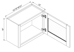 Wall Glass Cabinets 18"H - 1 Glass Door
