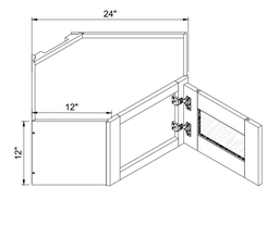 Diagonal Corner Wall Glass Cabinets 12"H - 1 Glass Door